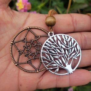 Tree of Life Cord Necklace, Bohemian Tree of Life Pendant Hippie Cord Necklace